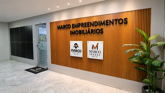 Recepção do escritório da Marco Empreendimentos Imobiliários